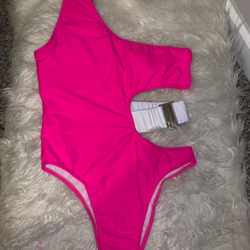 Neon Pink One Piece Bathing Suit